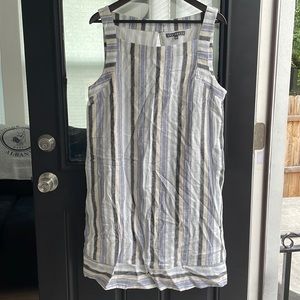 Linen blend dress with square neck line size 14